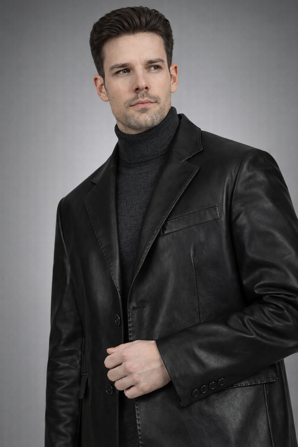 Erkek Blazer Gerçek Hakiki Sİyah Deri Blazer Ceket