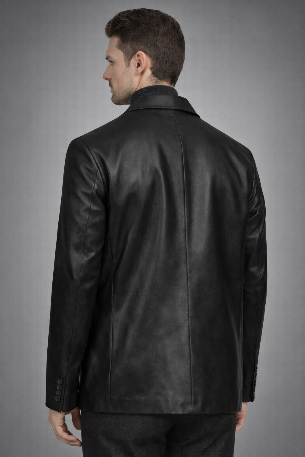 Erkek Blazer Gerçek Hakiki Sİyah Deri Blazer Ceket