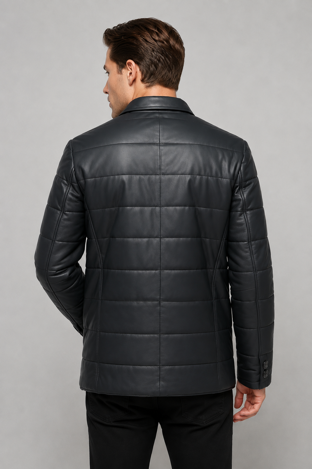 Erkek Kabartmalı Blazer Hakiki Deri Ceket