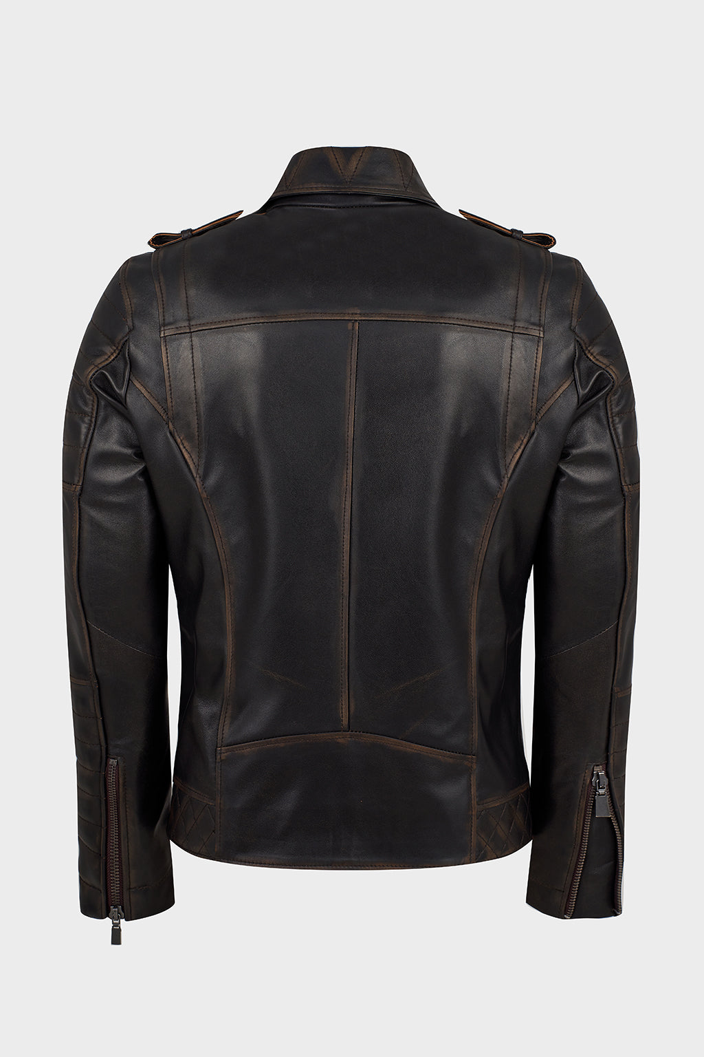 Gerçek Erkek Motorcu Vintage Eskitme Deri Mont