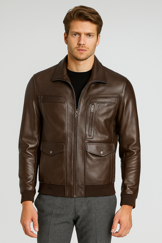 Erkek Hakiki Gerçek Deri Mont